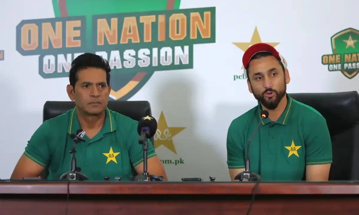 T20I skipper Salman Ali Agha, alongside interim Pakistan cricket team head coach Aqib Javed, addresses a press conference in Lahore on March 04, 2025. Photo via Facebook/Pakistan Cricket Team T20I skipper Salman Ali Agha, alongside interim Pakistan cricket team head coach Aqib Javed, addresses a press conference in Lahore on March 04, 2025. Photo via Facebook/Pakistan Cricket Team
