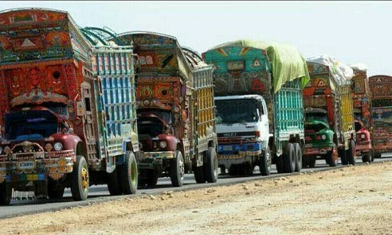 The KP government dispatched vehicles loaded with essential food items to the Kurram district. File photo