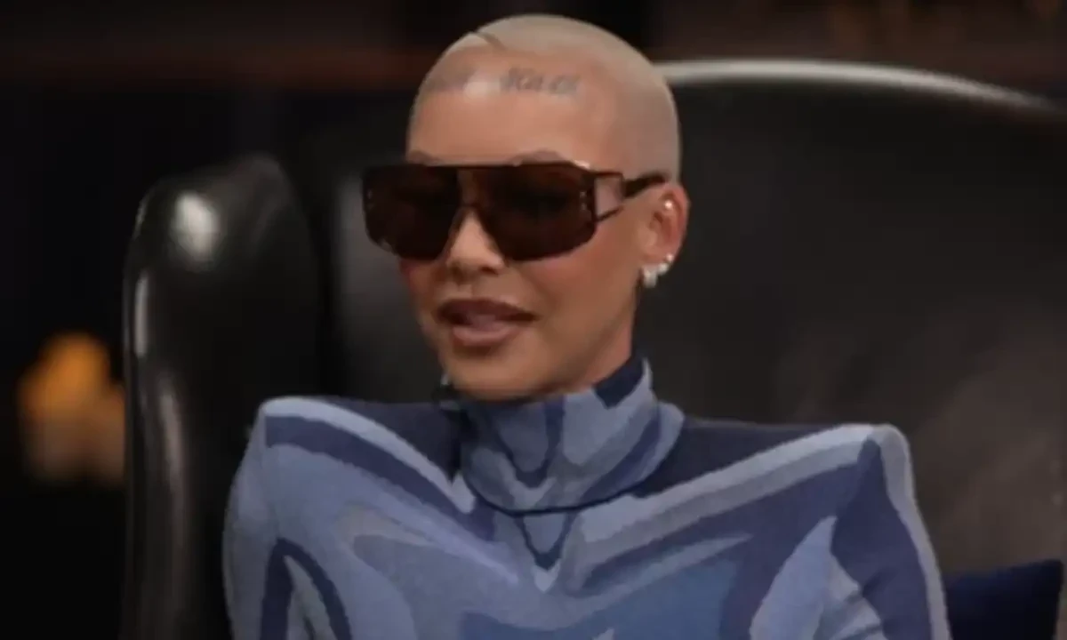 A still from Shannon Sharpe’s ‘Club Shay Shay’ shows model Amber Rose responding to a query. Screengrab via YouTube