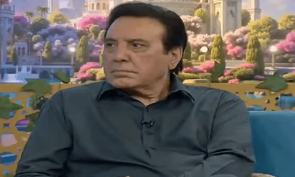 A still from Aaj News ‘Baran-e-Rehmat’ Ramazan transmission shows Pakistani actor Javed Sheikh. Screengrab A still from Aaj News ‘Baran-e-Rehmat’ Ramazan transmission shows Pakistani actor Javed Sheikh. Screengrab