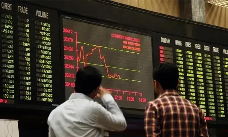 Investors looking at the digital stock board at the Pakistan Stock Exchange. AFP/File Investors looking at the digital stock board at the Pakistan Stock Exchange. AFP/File