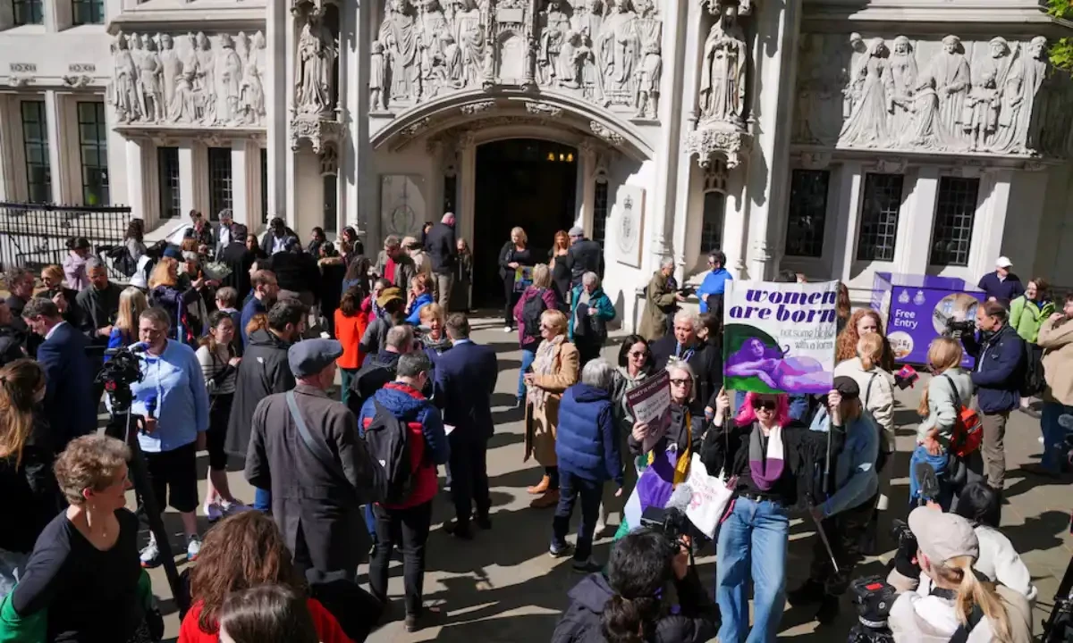 General view outside the Supreme Court, as it rules on an appeal by For Women Scotland about whether a person with a full gender recognition certificate which recognises that their gender is female is a woman under British equality laws, outside the Supreme Court in London, Britain, April 16, 2025. Reuters General view outside the Supreme Court, as it rules on an appeal by For Women Scotland about whether a person with a full gender recognition certificate which recognises that their gender is female is a woman under British equality laws, outside the Supreme Court in London, Britain, April 16, 2025. Reuters