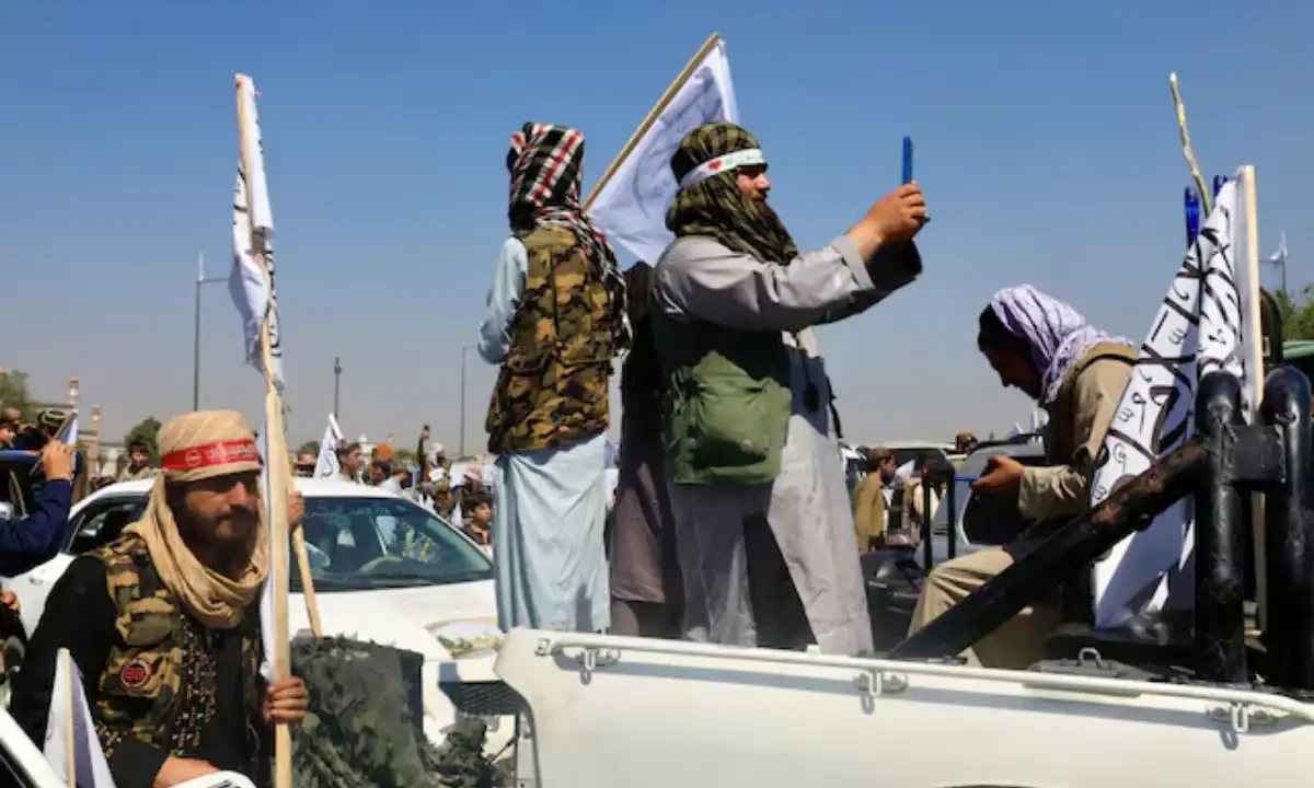 Members of the Taliban participate in a rally to mark the third anniversary of the fall of Kabul, in Kabul, Afghanistan, August 14, 2024. Reuters