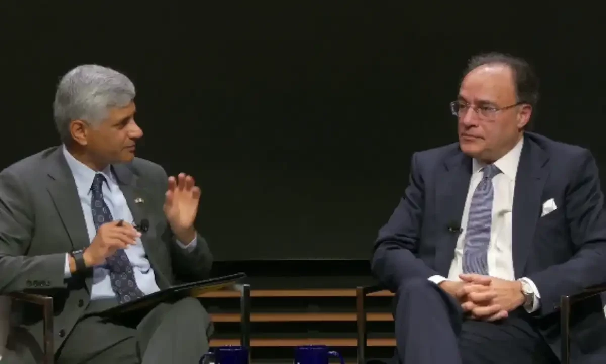 Finance Minister Muhammad Aurangzeb in Atlantic Council’s GeoEconomics Center. Screengrab via Facebook/@Atlantic Council Finance Minister Muhammad Aurangzeb in Atlantic Council’s GeoEconomics Center. Screengrab via Facebook/@Atlantic Council