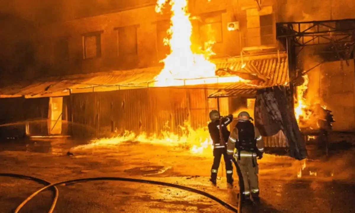 Firefighters extinguish a fire following a drone attack in Poltava, Ukraine Photograph: UKRAINIAN EMERGENCY SERVICE/AFP/Getty Images Firefighters extinguish a fire following a drone attack in Poltava, Ukraine Photograph: UKRAINIAN EMERGENCY SERVICE/AFP/Getty Images