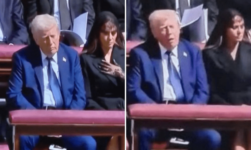 پوپ کی آخری رسومات کے موقع پر ٹرمپ غنودگی میں چلے گئے؟ تصویر وائرل