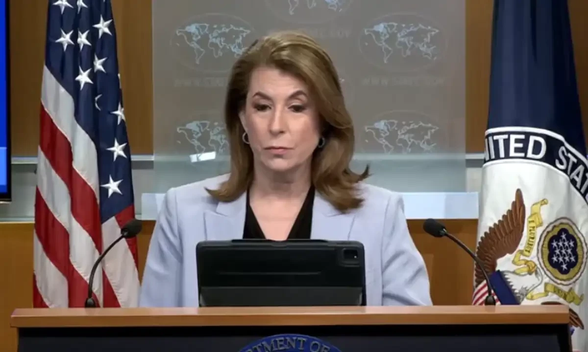 US State Department spokesperson Tammy Bruce during a press conference. Screengrab via Youtube/@Reuters US State Department spokesperson Tammy Bruce during a press conference. Screengrab via Youtube/@Reuters