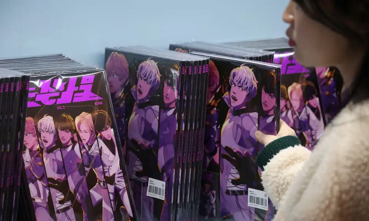 Ahn Jin-yeong, a fan of virtual K-pop boy band PLAVE shops fan goods at a pop-up store in Seoul, South Korea, March 7, 2025. Reuters Ahn Jin-yeong, a fan of virtual K-pop boy band PLAVE shops fan goods at a pop-up store in Seoul, South Korea, March 7, 2025. Reuters