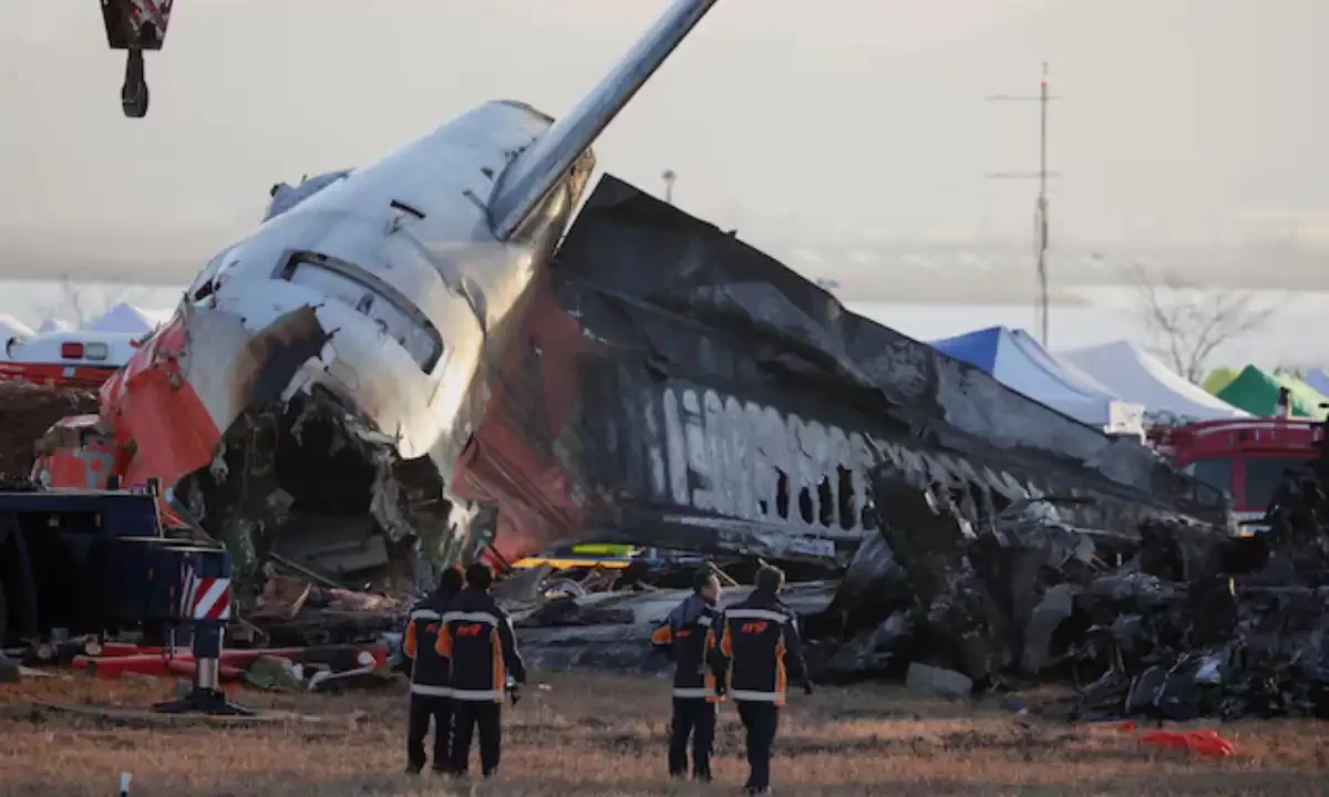 Firefighters take a look at the wreckage of the aircraft that crashed after it went off the runway, at Muan International Airport, in Muan, South Korea, December 31, 2024. REUTERS Firefighters take a look at the wreckage of the aircraft that crashed after it went off the runway, at Muan International Airport, in Muan, South Korea, December 31, 2024. REUTERS