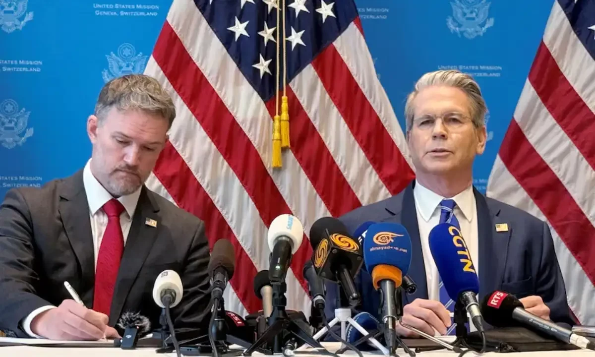 U.S. Secretary of the Treasury Scott Bessent and U.S. Trade Representative Jamieson Greer attend a news conference after trade talks with China in Geneva, Switzerland, May 12, 2025. REUTERS U.S. Secretary of the Treasury Scott Bessent and U.S. Trade Representative Jamieson Greer attend a news conference after trade talks with China in Geneva, Switzerland, May 12, 2025. REUTERS