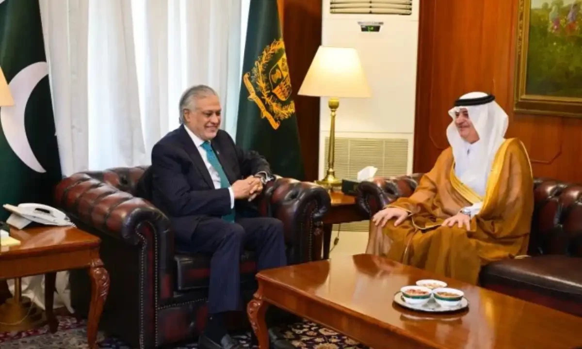 Saudi Ambassador to Pakistan, Nawaf bin Saeed Al-Malkiy and Deputy Prime Minister and Foreign Minister Senator Mohammad Ishaq Dar. Photo via APP Saudi Ambassador to Pakistan, Nawaf bin Saeed Al-Malkiy and Deputy Prime Minister and Foreign Minister Senator Mohammad Ishaq Dar. Photo via APP