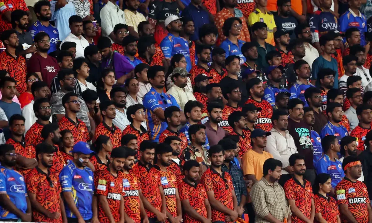 Sunrisers Hyderabad v Mumbai Indians - Rajiv Gandhi International Cricket Stadium, Hyderabad, India - April 23, 2025 Spectators in the stands during a minutes silence in memory of victims who were killed in a suspected militant attack near Pahalgam, Jammu and Kashmir before the match. Reuters Sunrisers Hyderabad v Mumbai Indians - Rajiv Gandhi International Cricket Stadium, Hyderabad, India - April 23, 2025 Spectators in the stands during a minutes silence in memory of victims who were killed in a suspected militant attack near Pahalgam, Jammu and Kashmir before the match. Reuters