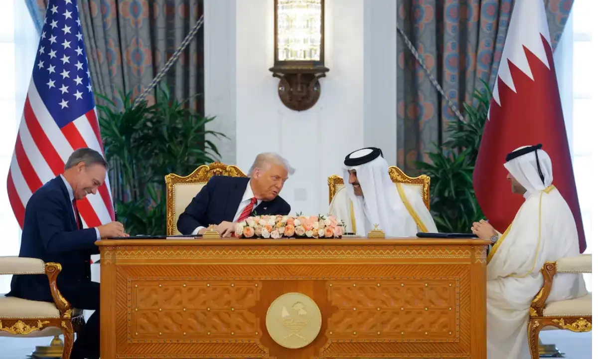 U.S. President Donald Trump, Qatar’s Emir Tamim bin Hamad Al Thani and Boeing CEO Kelly Ortberg attend a signing ceremony in Doha, Qatar, May 14, 2025. REUTERS U.S. President Donald Trump, Qatar’s Emir Tamim bin Hamad Al Thani and Boeing CEO Kelly Ortberg attend a signing ceremony in Doha, Qatar, May 14, 2025. REUTERS