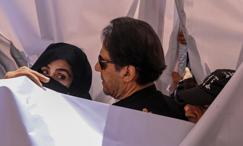 Imran Khan and Bushra Bibi at a court hearing. File Imran Khan and Bushra Bibi at a court hearing. File
