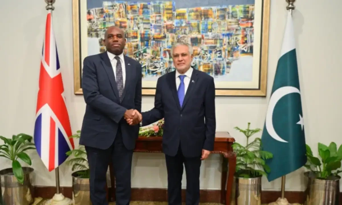 British Foreign Secretary David Lammy (left) and Foreign Minister Ishaq Dar shake hands in Islamabad on May 16, 2025. Photo via Foreign Office website British Foreign Secretary David Lammy (left) and Foreign Minister Ishaq Dar shake hands in Islamabad on May 16, 2025. Photo via Foreign Office website