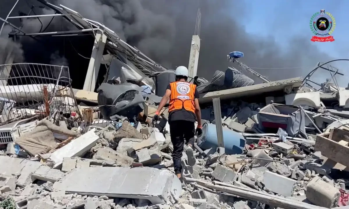 A rescuer walks over rubble to assess damage and look for survivors, in Khan Younis, Gaza, May 23, 2025, in this screengrab taken from video. Palestinian Civil Defence/Handout via REUTERS A rescuer walks over rubble to assess damage and look for survivors, in Khan Younis, Gaza, May 23, 2025, in this screengrab taken from video. Palestinian Civil Defence/Handout via REUTERS