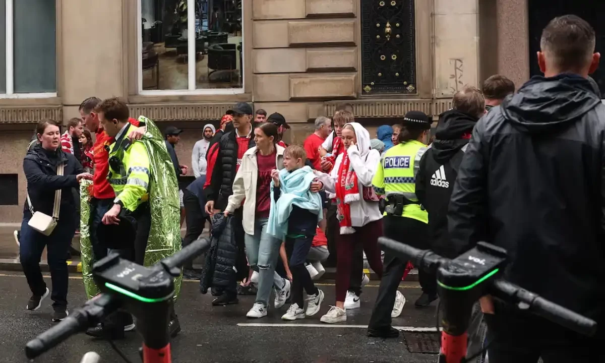 car ploughed into a crowd of Liverpool fans during a parade celebrating their side’s Premier League soccer title. Reuters car ploughed into a crowd of Liverpool fans during a parade celebrating their side’s Premier League soccer title. Reuters
