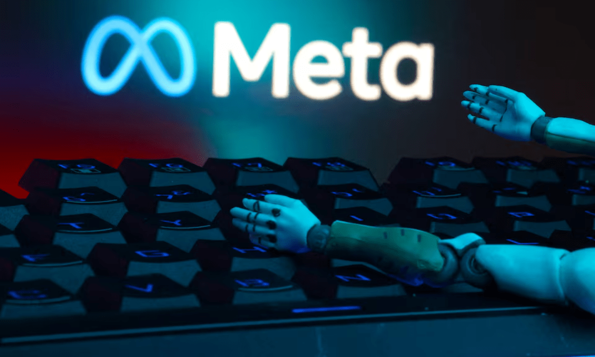 The Meta logo, a keyboard, and robot hands are seen in this illustration taken January 27, 2025. REUTERS The Meta logo, a keyboard, and robot hands are seen in this illustration taken January 27, 2025. REUTERS