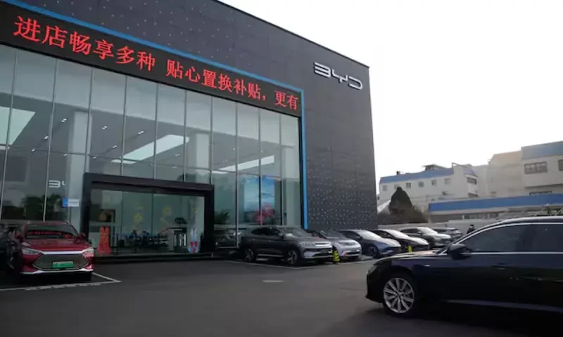 A view of vehicles parked outside at a BYD car dealership in Shanghai, China, February 3, 2023. REUTERS A view of vehicles parked outside at a BYD car dealership in Shanghai, China, February 3, 2023. REUTERS