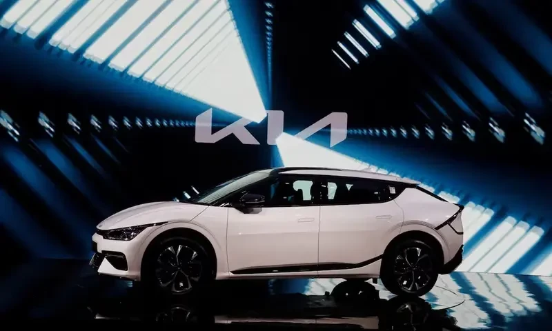 Kia’s EV6, an electric vehicle, is seen on display at Bharat Mobility Global Expo organised by India’s commerce ministry at Pragati Maidan in New Delhi, India, February 1, 2024. REUTERS. Photo via Reuters Kia’s EV6, an electric vehicle, is seen on display at Bharat Mobility Global Expo organised by India’s commerce ministry at Pragati Maidan in New Delhi, India, February 1, 2024. REUTERS. Photo via Reuters