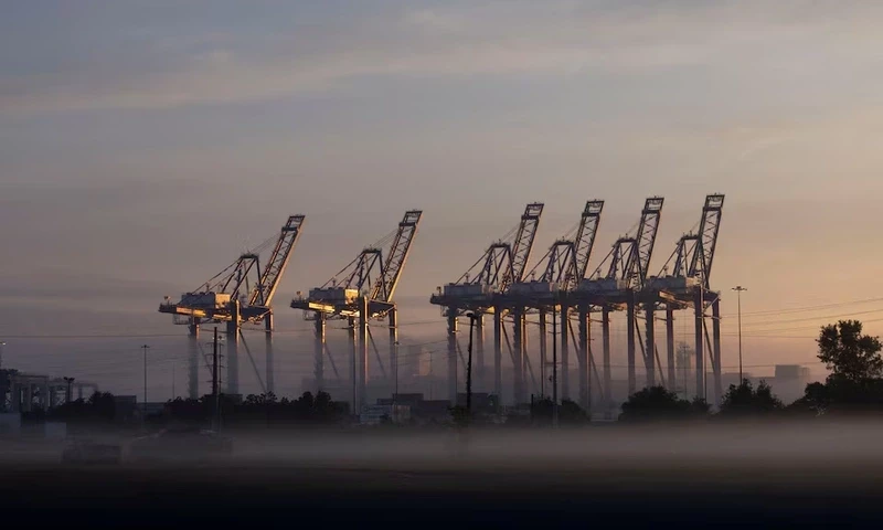 Container cranes are seen along the Savannah River, at the Port of Authority Savannah in Savannah, Georgia, U.S. May 7, 2025. REUTERS Container cranes are seen along the Savannah River, at the Port of Authority Savannah in Savannah, Georgia, U.S. May 7, 2025. REUTERS