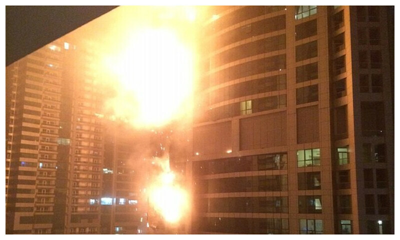 دبئی میں 67 منزلہ مرینا ٹاور میں خوفناک آگ بھڑک اُٹھی