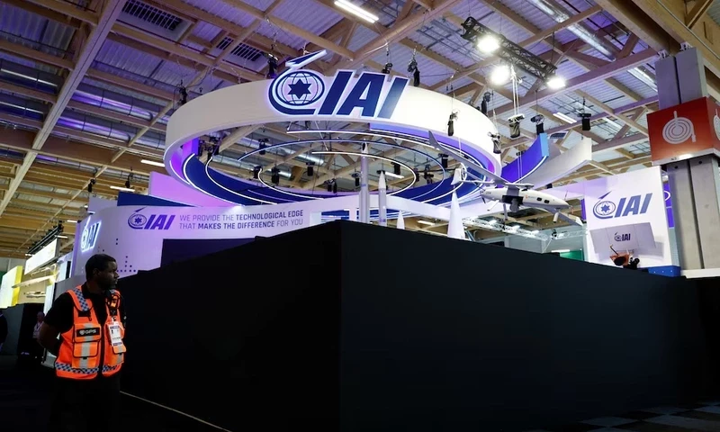 View of the closed IAI stand after the four main Israeli company stands at the Paris Airshow have been shut down by organizers during the 55th Paris Air Show at Le Bourget Airport near Paris, France, June 16, 2025. REUTERS