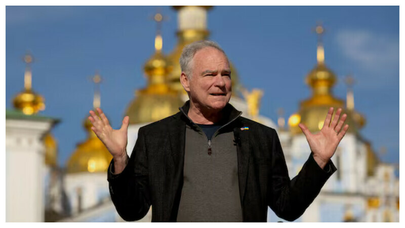 U.S. Senator Tim Kaine (D-VA) speaks to members of the media in front of Saint Michael’s Cathedral, amid Russia’s attack on Ukraine, in Kyiv, Ukraine April 14, 2025. REUTERS U.S. Senator Tim Kaine (D-VA) speaks to members of the media in front of Saint Michael’s Cathedral, amid Russia’s attack on Ukraine, in Kyiv, Ukraine April 14, 2025. REUTERS