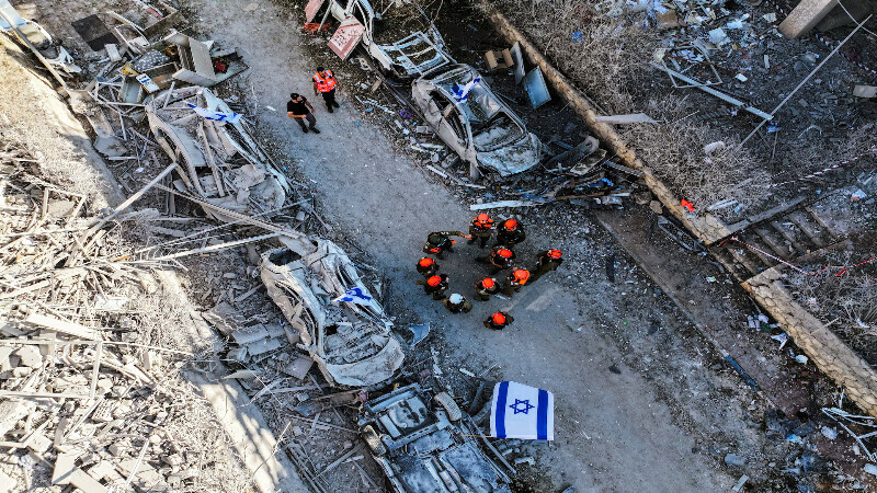 A drone photo shows rescue workers following an Iranian missile attack in Ramat Gan, Israel. – Reuters A drone photo shows rescue workers following an Iranian missile attack in Ramat Gan, Israel. – Reuters