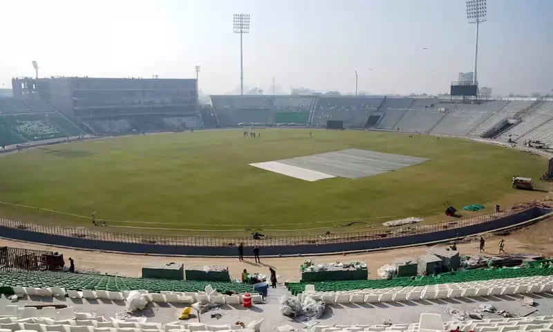 Labourers work during a media tour, organized by the Pakistan Cricket Board (PCB), to showcase the progress of the renovation work ahead of the ICC Champions Trophy 2025 tournament at the Gaddafi Stadium in Lahore, Pakistan, January 20, 2025. Reuters Labourers work during a media tour, organized by the Pakistan Cricket Board (PCB), to showcase the progress of the renovation work ahead of the ICC Champions Trophy 2025 tournament at the Gaddafi Stadium in Lahore, Pakistan, January 20, 2025. Reuters