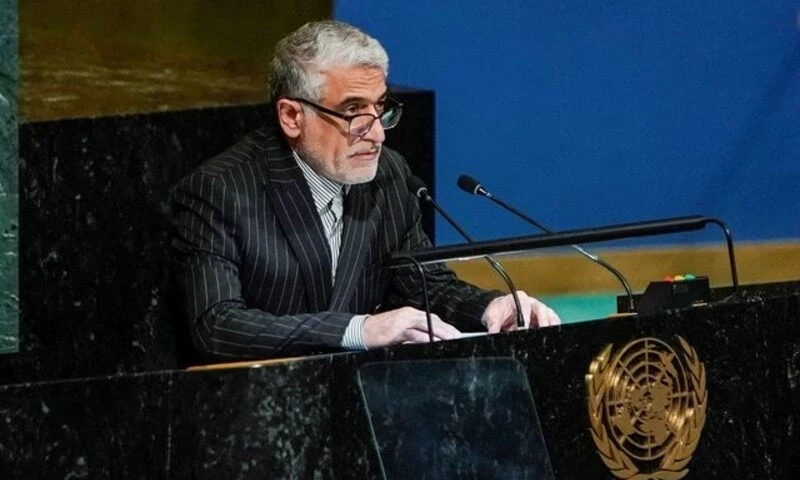 ran’s Ambassador to the United Nations Amir Saeid Iravani speaks to delegates before a vote on a resolution recognizing Russia must be responsible for reparation in Ukraine at the United Nations Headquarters in New York, U.S., November 14, 2022. Reuters ran’s Ambassador to the United Nations Amir Saeid Iravani speaks to delegates before a vote on a resolution recognizing Russia must be responsible for reparation in Ukraine at the United Nations Headquarters in New York, U.S., November 14, 2022. Reuters