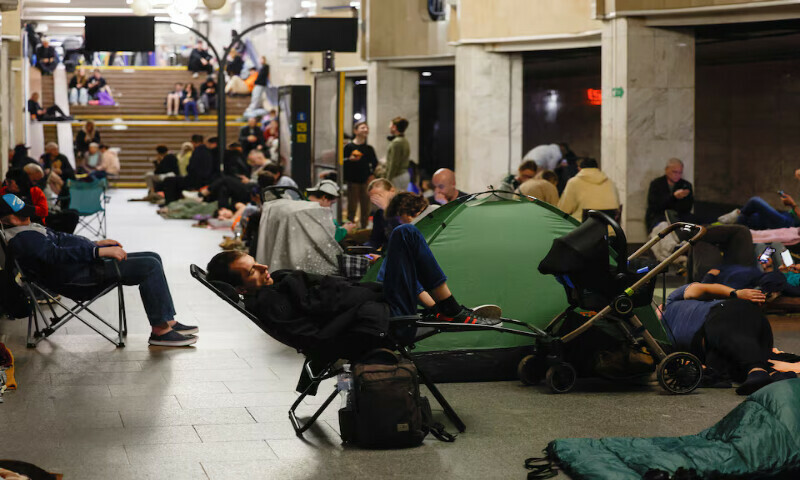People take shelter inside a metro station during a Russian military strike in Kyiv, Ukraine, on Sunday. – Reuters People take shelter inside a metro station during a Russian military strike in Kyiv, Ukraine, on Sunday. – Reuters