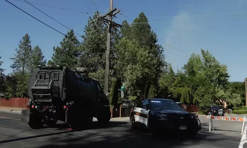 An armored police vehicle travels towards an area where multiple firefighters were attacked when responding to a fire in the Canfield Mountain area outside Coeur d’Alene, Idaho, US June 29, 2025. Reuters An armored police vehicle travels towards an area where multiple firefighters were attacked when responding to a fire in the Canfield Mountain area outside Coeur d’Alene, Idaho, US June 29, 2025. Reuters