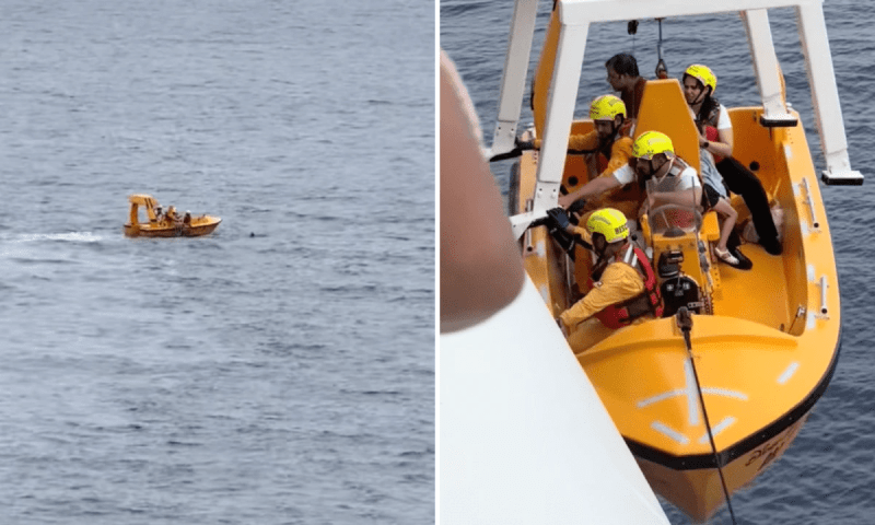 بیٹی کو بچانے کیلئے باپ نے کروز شپ سے سمندر میں چھلانگ لگادی، جہاز کے عملے کا حیران کن اقدام