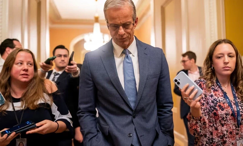 U.S. Senate Majority Leader John Thune (R-SD) walks to the Senate floor as Republican lawmakers struggle to pass U.S. President Donald Trump’s sweeping spending and tax bill, on Capitol Hill in Washington, D.C., U.S., July 1, 2025. REUTERS U.S. Senate Majority Leader John Thune (R-SD) walks to the Senate floor as Republican lawmakers struggle to pass U.S. President Donald Trump’s sweeping spending and tax bill, on Capitol Hill in Washington, D.C., U.S., July 1, 2025. REUTERS