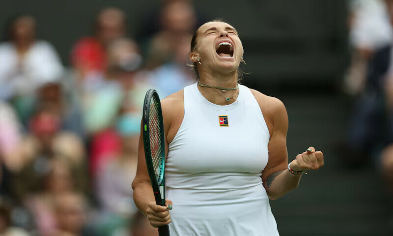 Belarus’ Aryna Sabalenka reacts during her second round match against Czech Republic’s Marie Bouzkova. – Reuters Belarus’ Aryna Sabalenka reacts during her second round match against Czech Republic’s Marie Bouzkova. – Reuters