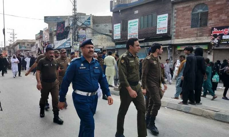 Police on 8th of Muharram in Rawalpindi. Photo via X/@RwpPolice