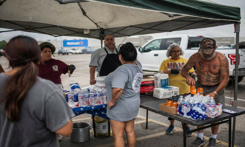 The Rodriguez family of Uvalde hands out food and supplies in a parking lot in the aftermath of deadly flooding in Kerrville, Texas. – Reuters The Rodriguez family of Uvalde hands out food and supplies in a parking lot in the aftermath of deadly flooding in Kerrville, Texas. – Reuters