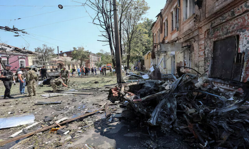 Police experts work at the site of the Russian drone strike in Kharkiv, Ukraine. – Reuters Police experts work at the site of the Russian drone strike in Kharkiv, Ukraine. – Reuters