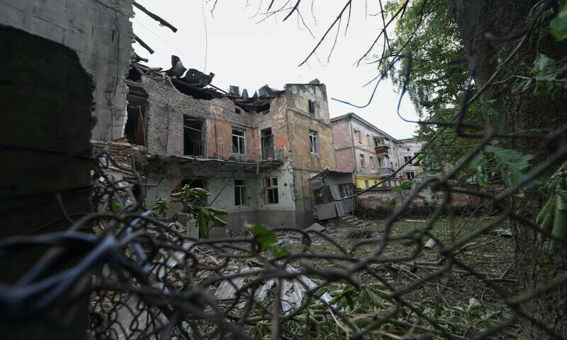 A view shows an apartment building damaged during Russian drone and missile strikes in Lviv, Ukraine, on Saturday. – Reuters