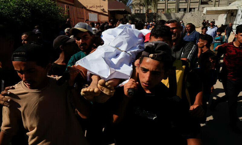 People carry a body as they mourn Palestinians who were killed in an incident while seeking aid in Khan Younis, at Nasser hospital in the southern Gaza Strip on Wednesday. – Reuters People carry a body as they mourn Palestinians who were killed in an incident while seeking aid in Khan Younis, at Nasser hospital in the southern Gaza Strip on Wednesday. – Reuters