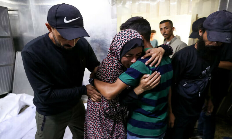 Palestinian mother Iman Abed and brother Mohammed of Khlood, 17, who was killed on her birthday in an  Israeli strike on a school sheltering displaced people mourn at Al Shifa Hospital in Gaza City on Saturday. – Reuters Palestinian mother Iman Abed and brother Mohammed of Khlood, 17, who was killed on her birthday in an  Israeli strike on a school sheltering displaced people mourn at Al Shifa Hospital in Gaza City on Saturday. – Reuters