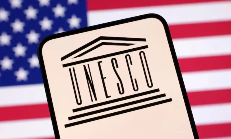 UNESCO logo and U.S. flag are seen in this illustration taken April 23, 2025. REUTERS UNESCO logo and U.S. flag are seen in this illustration taken April 23, 2025. REUTERS