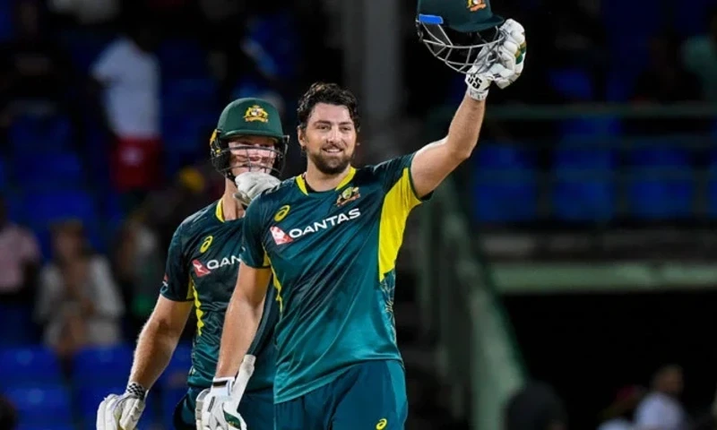 Tim David (Right) of Australia celebrates his century and teammate Mitchell Owen cheer him on during the third T20I match between West Indies and Australia at Warner Park Sporting Complex in Basseterre, Saint Kitts and Nevis, on July 25, 2025. Photo via AFP Tim David (Right) of Australia celebrates his century and teammate Mitchell Owen cheer him on during the third T20I match between West Indies and Australia at Warner Park Sporting Complex in Basseterre, Saint Kitts and Nevis, on July 25, 2025. Photo via AFP