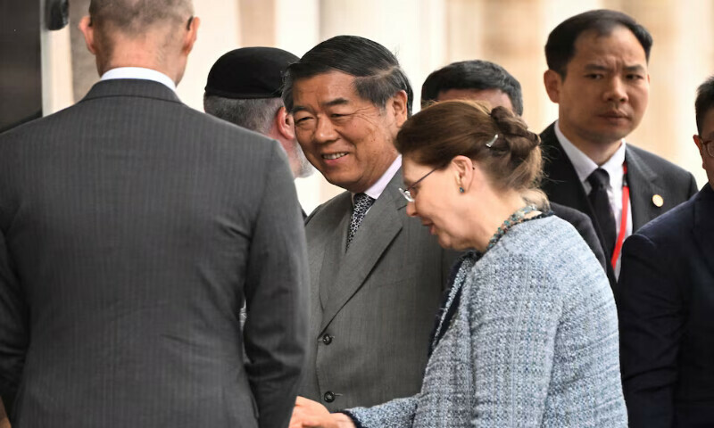 Chinese Vice Premier He Lifeng arrives at Rosenbad, ahead of the trade talks with the US in Stockholm, Sweden, on Tuesday. – Reuters