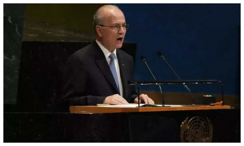 Palestinian prime minister Mohammad Mustafa speaks at a conference on a two-state solution for Israel and the Palestinians at UN headquarters on July 28, 2025 in New York City. © Timothy A. Clary, AFP