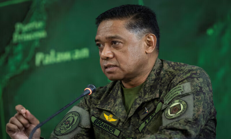 Chief of Staff of the Philippines Armed Forces General Romeo Brawner Jr. speaks to the media in Puerto Princesa, Palawan, Philippines. – Reuters file