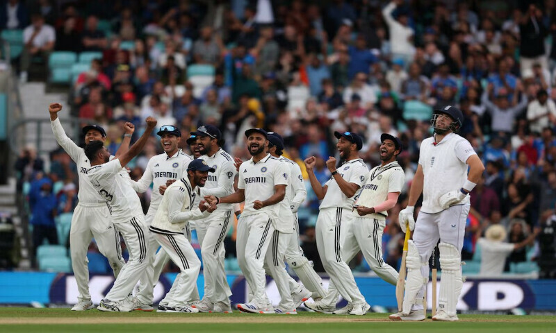India’s Mohammed Siraj celebrates taking the wicket of England’s Jamie Overton with teammates Action Images via Reuters India’s Mohammed Siraj celebrates taking the wicket of England’s Jamie Overton with teammates Action Images via Reuters