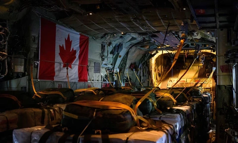 Pallets are prepared on a Royal Canadian Air Force CC-130 Hercules transport aircraft before airdropping some of approximately 21,600 lbs of humanitarian aid over the Gaza Strip, at Queen Alia International Airport in Amman, Jordan August 4, 2025 Pallets are prepared on a Royal Canadian Air Force CC-130 Hercules transport aircraft before airdropping some of approximately 21,600 lbs of humanitarian aid over the Gaza Strip, at Queen Alia International Airport in Amman, Jordan August 4, 2025