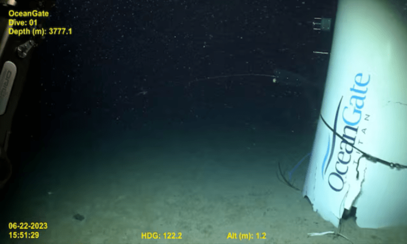 Footage from a remotely operated vehicle shows, what the Coast Guard Marine Board of Investigation says is the debris of the Titan submersible that imploded while diving to the wreck of the Titanic, on the seafloor, September 17, 2024, in this still image from video. US Coast Guard video courtesy of Pelagic Research Services. Reuters Footage from a remotely operated vehicle shows, what the Coast Guard Marine Board of Investigation says is the debris of the Titan submersible that imploded while diving to the wreck of the Titanic, on the seafloor, September 17, 2024, in this still image from video. US Coast Guard video courtesy of Pelagic Research Services. Reuters